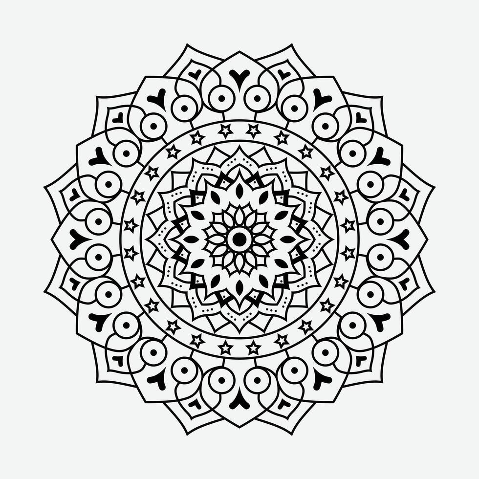 Mandala background design Black-and-white isolated vector drawing