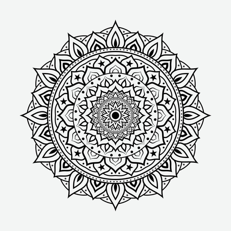 Mandala background design Black-and-white isolated vector drawing