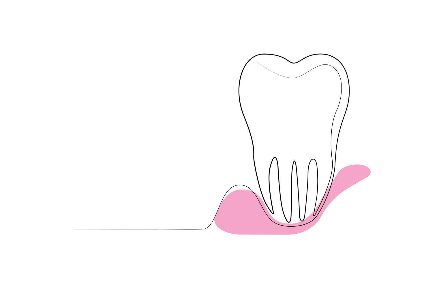 Continuous one-line tooth drawing style and single-line art outline illustration vector