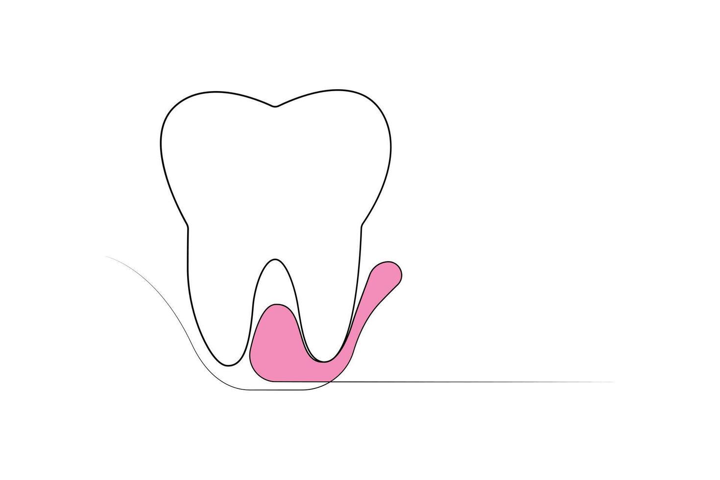 Continuous one-line tooth drawing style and single-line art outline illustration vector