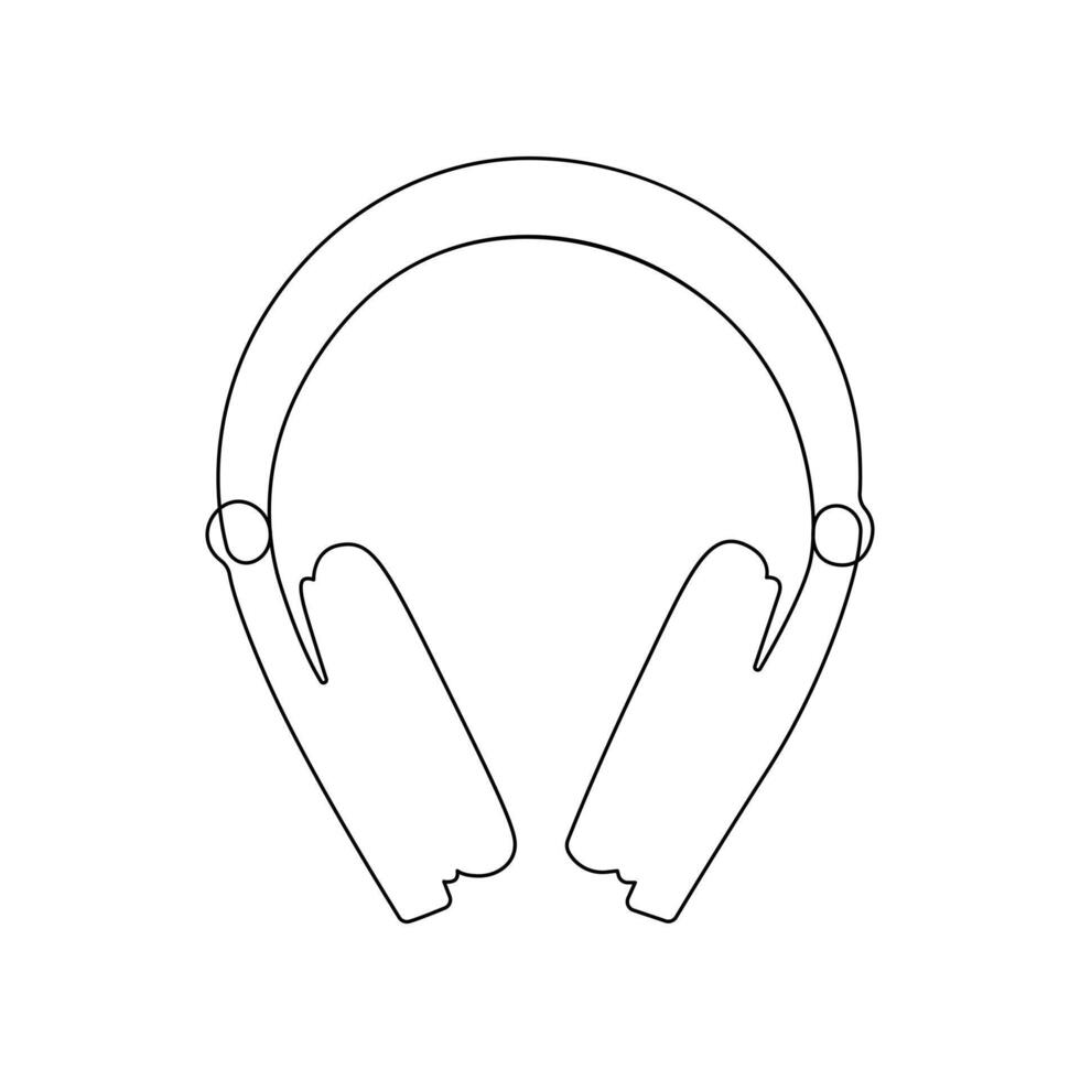 Continuous single-line art drawing of a wireless headphones speaker and outline style vector illustration