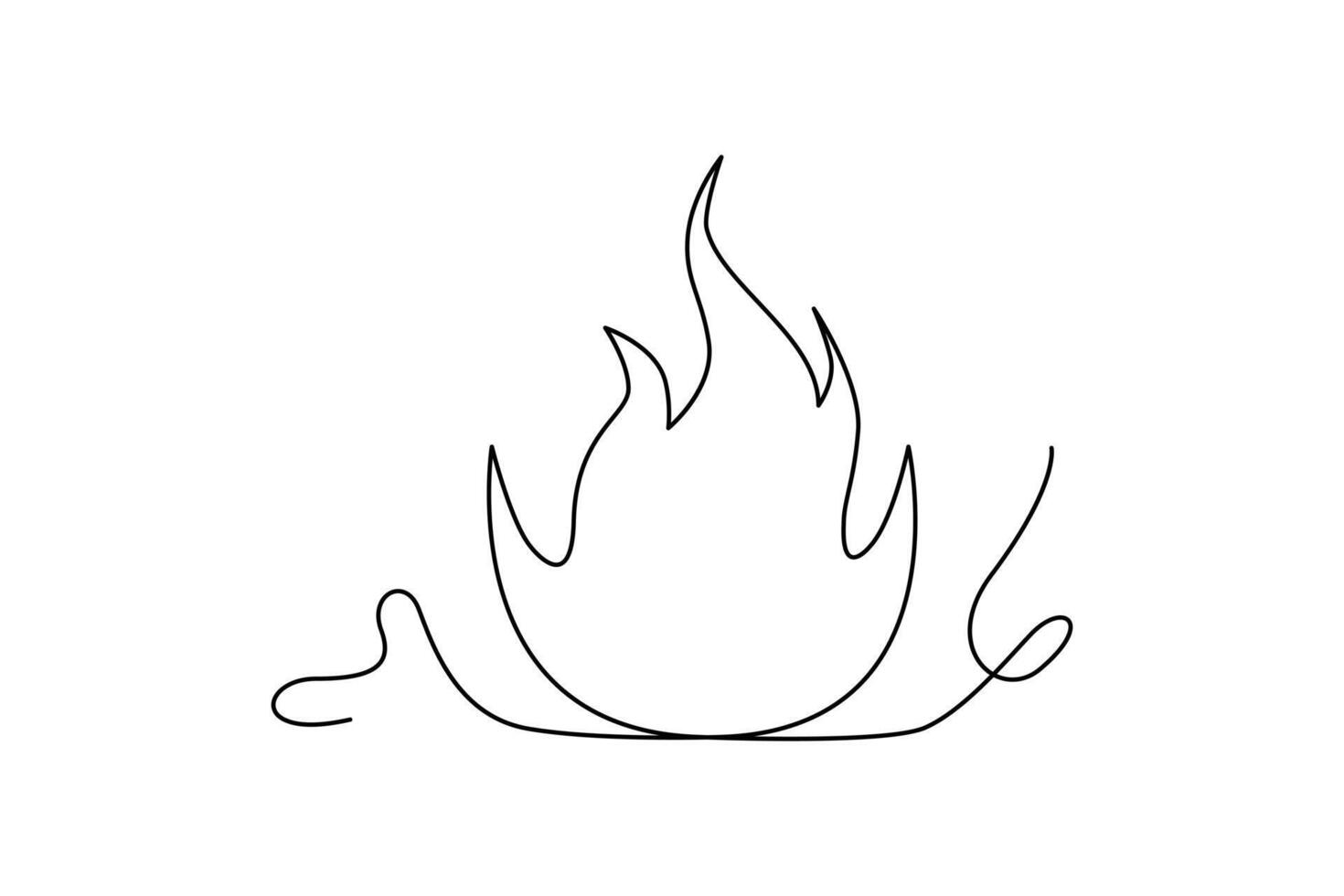 Continuous single-line bonfire drawing and outline fire concept art illustration vector