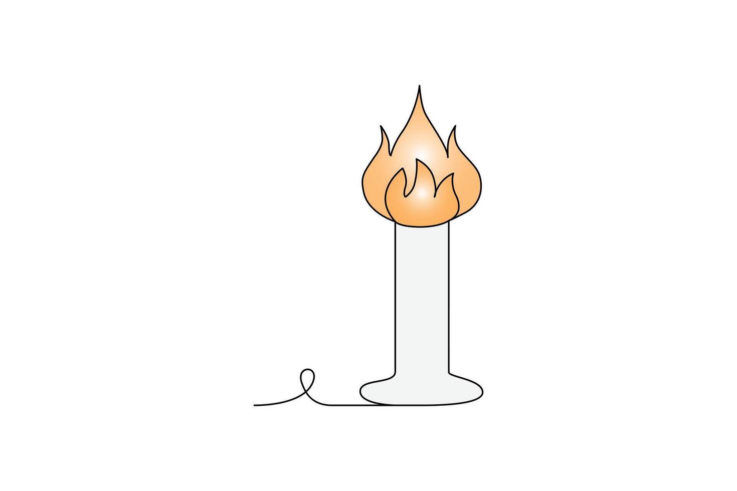 Continuous single-line bonfire drawing and outline fire concept art illustration vector