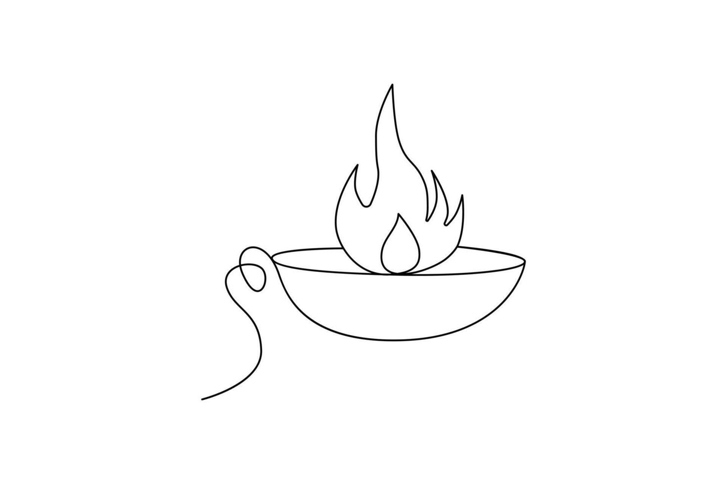 Continuous single-line bonfire drawing and outline fire concept art illustration vector