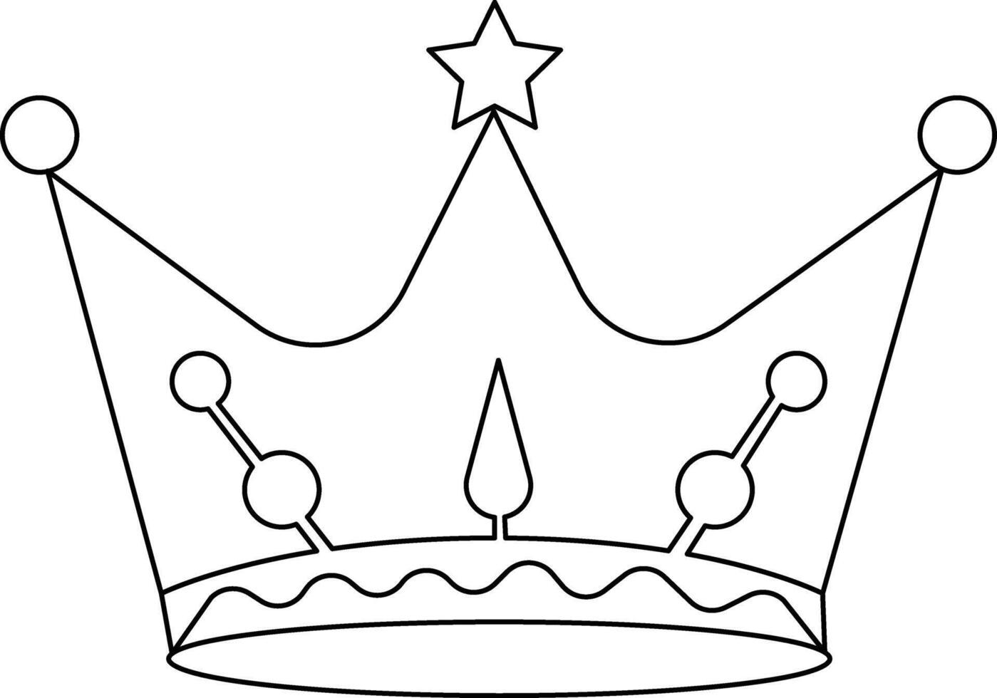 Continuous one-line crown drawing vector art illustration and outline king and majesty concept art