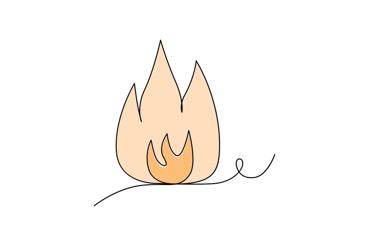 Continuous single-line bonfire drawing and outline fire concept art illustration vector