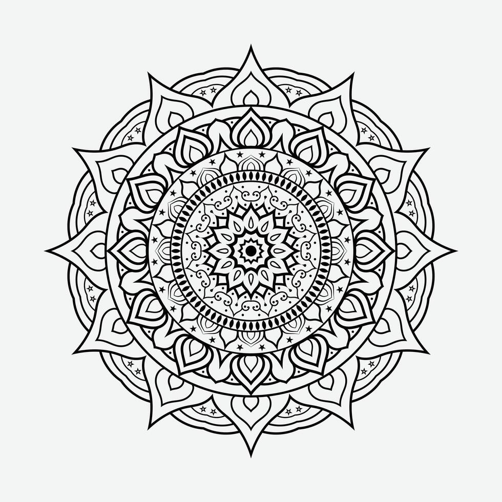 Mandala background design Black-and-white isolated vector drawing