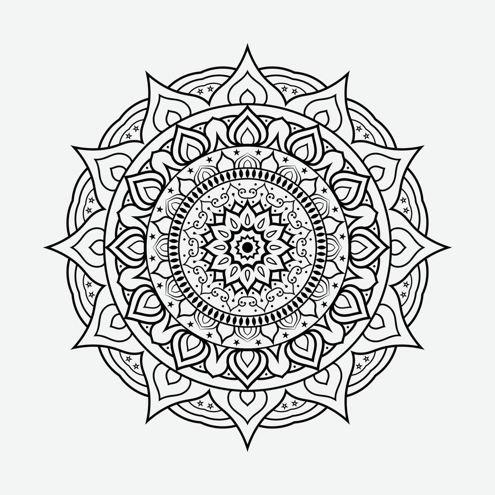 Mandala background design Black-and-white isolated vector drawing