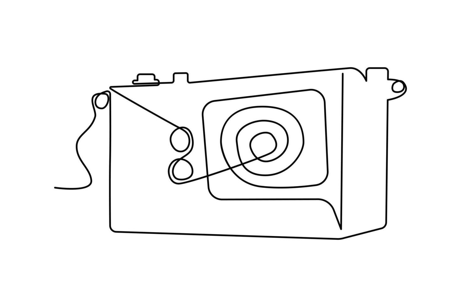 Continuous one-line retro photo camera drawing and DSLR mood HD camera outline vector art