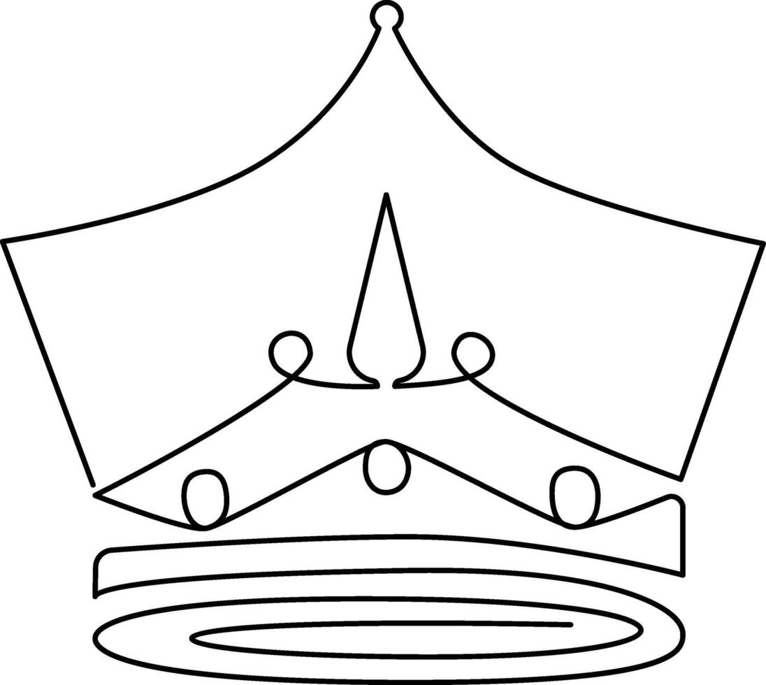 Continuous one-line crown drawing vector art illustration and outline king and majesty concept art