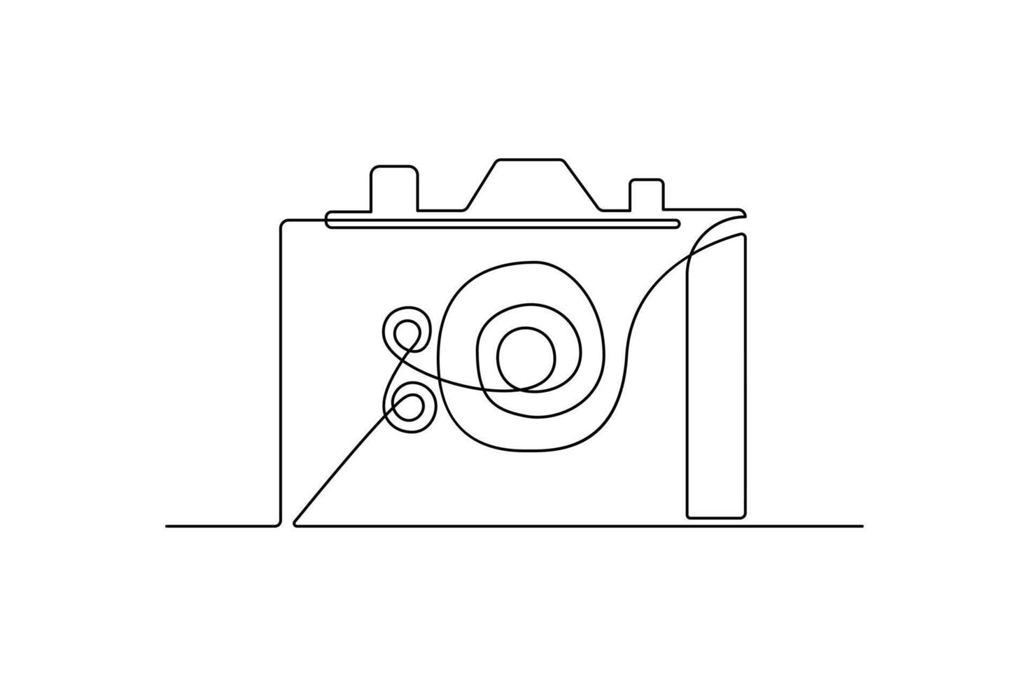 Continuous one-line retro photo camera drawing and DSLR mood HD camera outline vector art