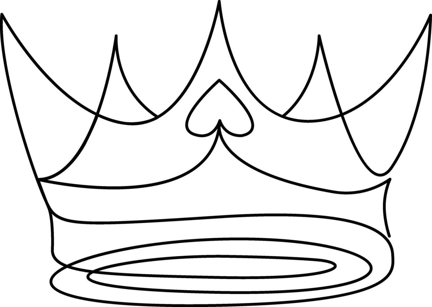 Continuous one-line crown drawing vector art illustration and outline king and majesty concept art