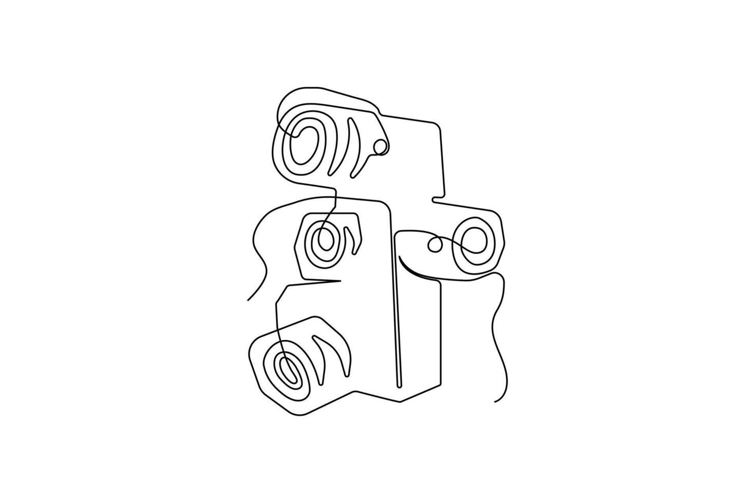 continuo una línea retro foto cámara dibujo y dslr estado animico hd cámara contorno vector Arte