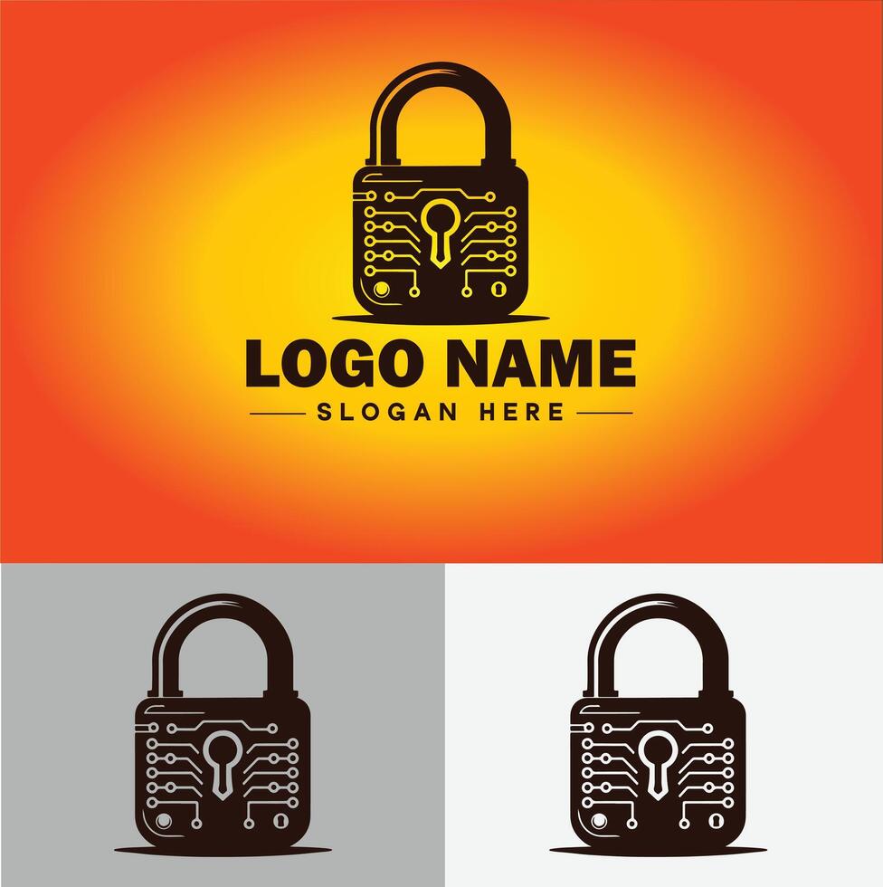 Lock icon logo safety security protection vector for business brand icon lock logo template