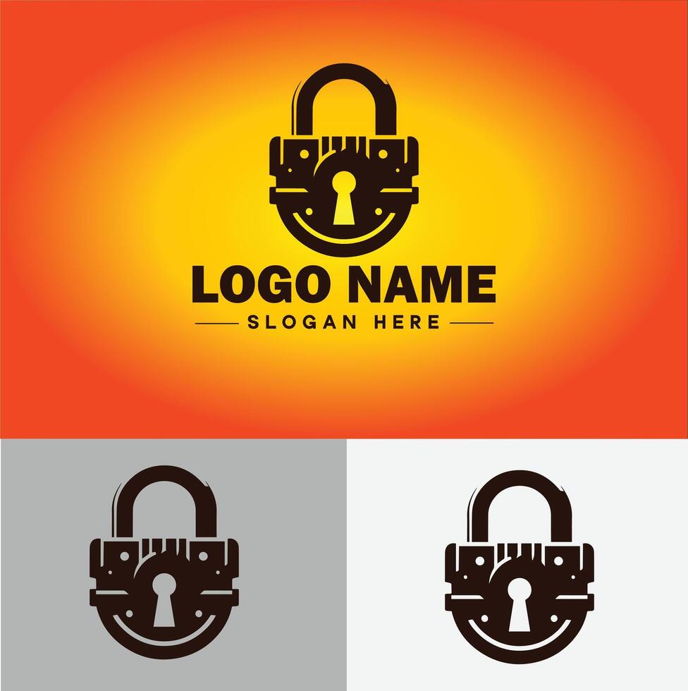 Lock icon logo safety security protection vector for business brand icon lock logo template