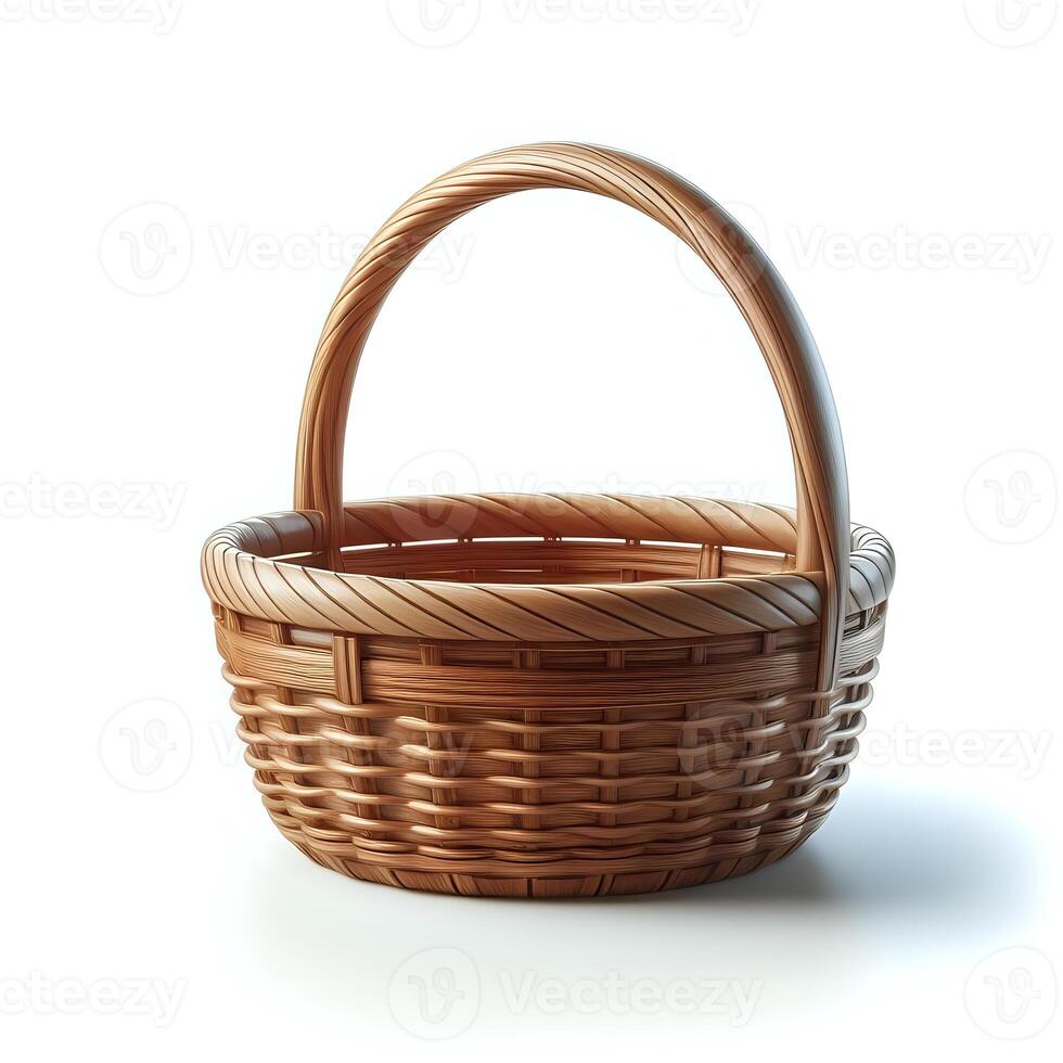 AI generated a wicker basket on a white background photo