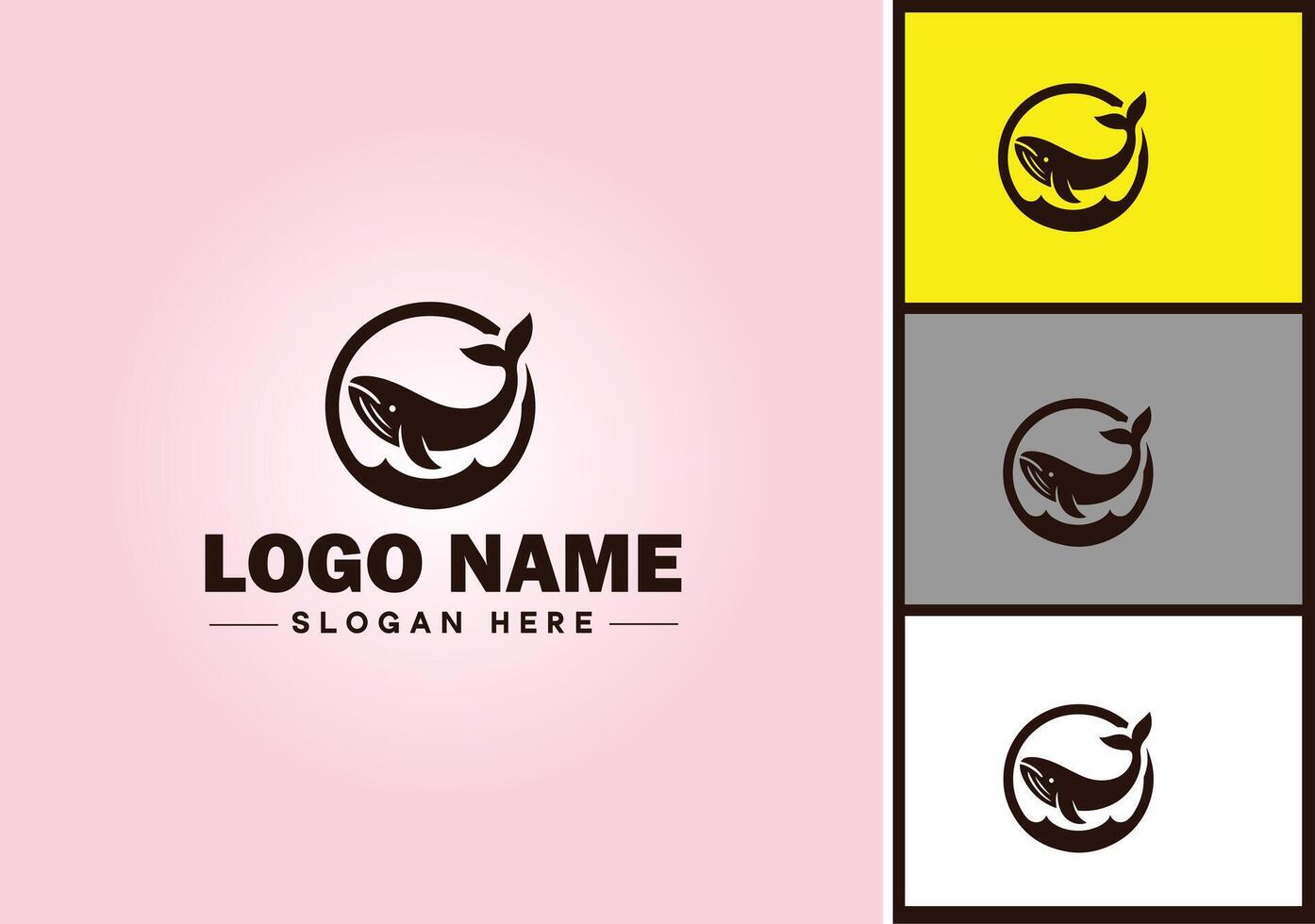 Whale icon logo vector art graphics for business brand icon Whale fish Ocean logo template