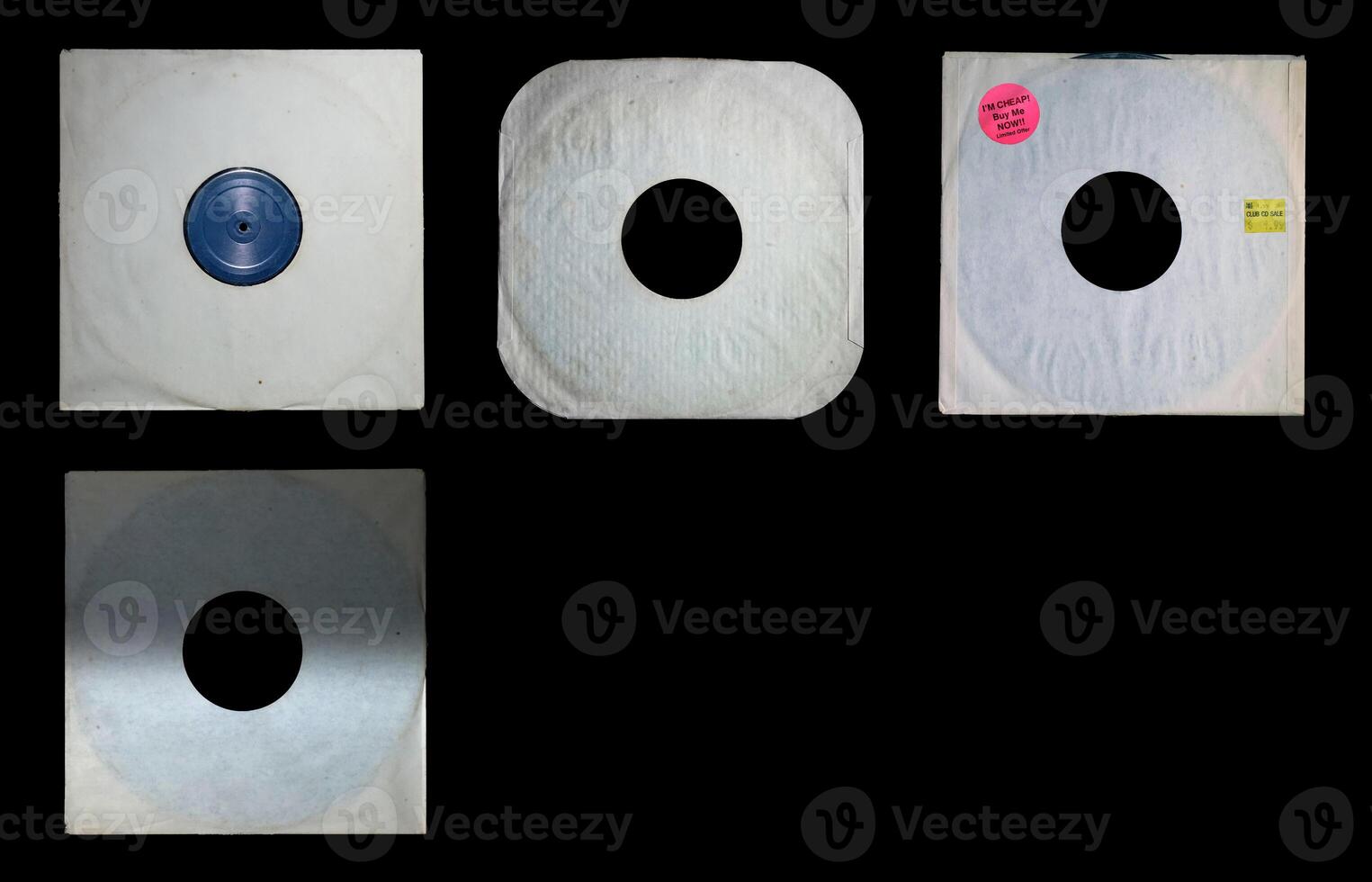 Inner record sleeve collection isolated on black background photo