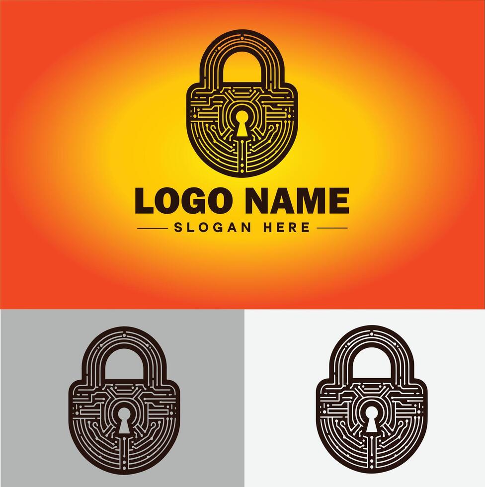 Lock icon logo safety security protection vector for business brand icon lock logo template