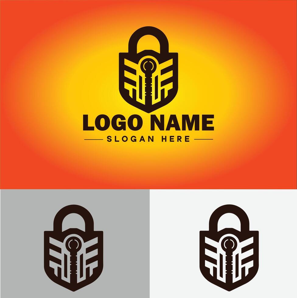 Lock icon logo safety security protection vector for business brand icon lock logo template