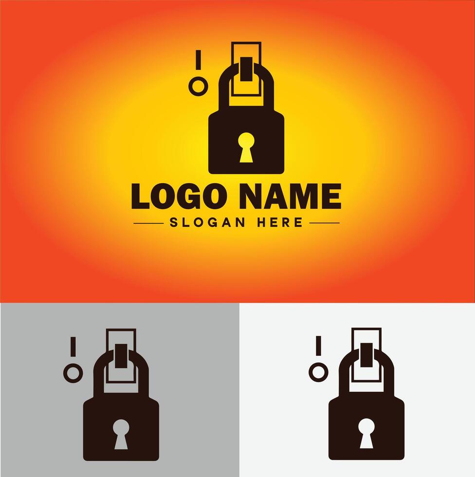 Lock icon logo safety security protection vector for business brand icon lock logo template