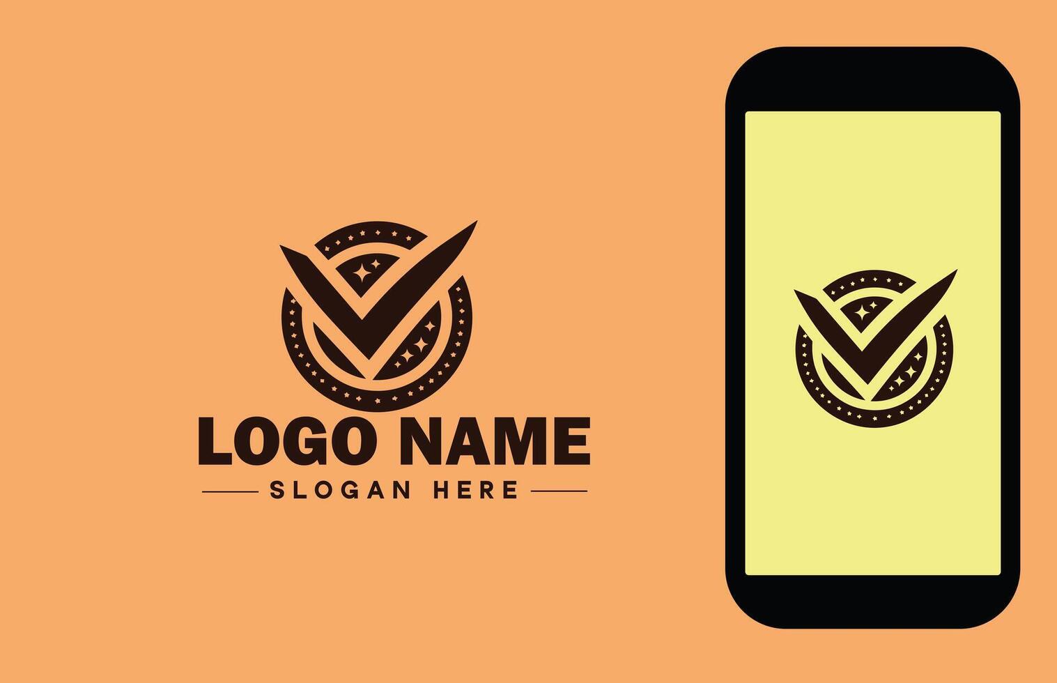 Checkmark logo icon vector art graphics for business brand app icon check mark right symbol tick ok correct logo template