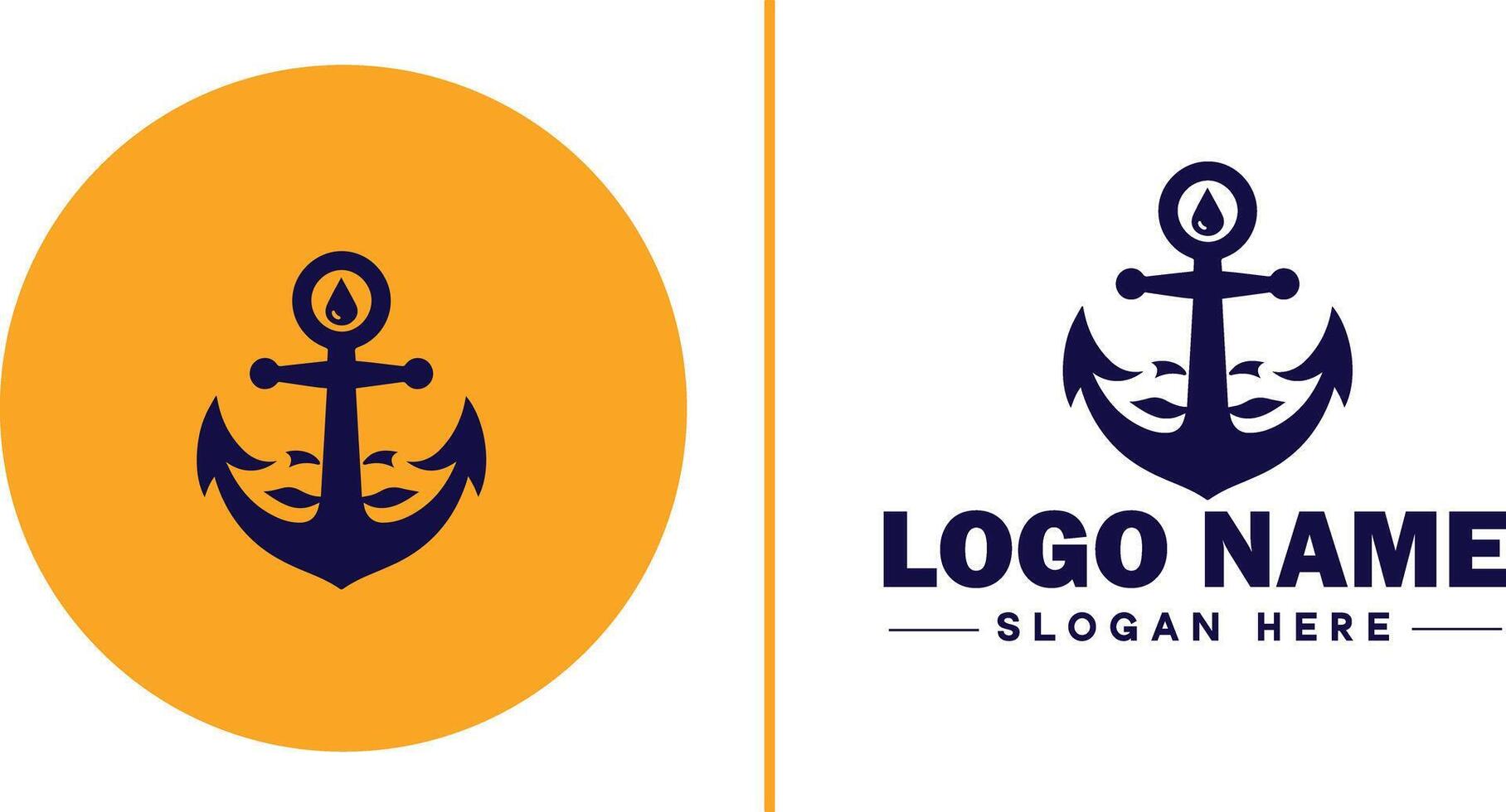 Anchor logo icon vector for Ship Yacht Luxury marine anchor icon logo template