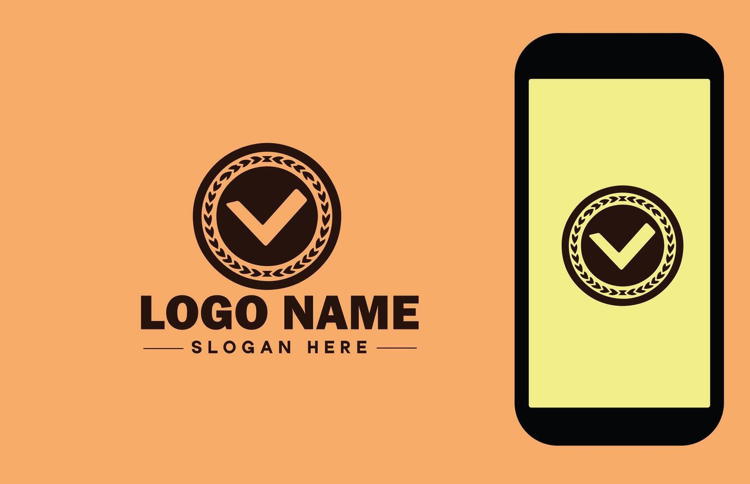 Checkmark logo icon vector art graphics for business brand app icon check mark right symbol tick ok correct logo template