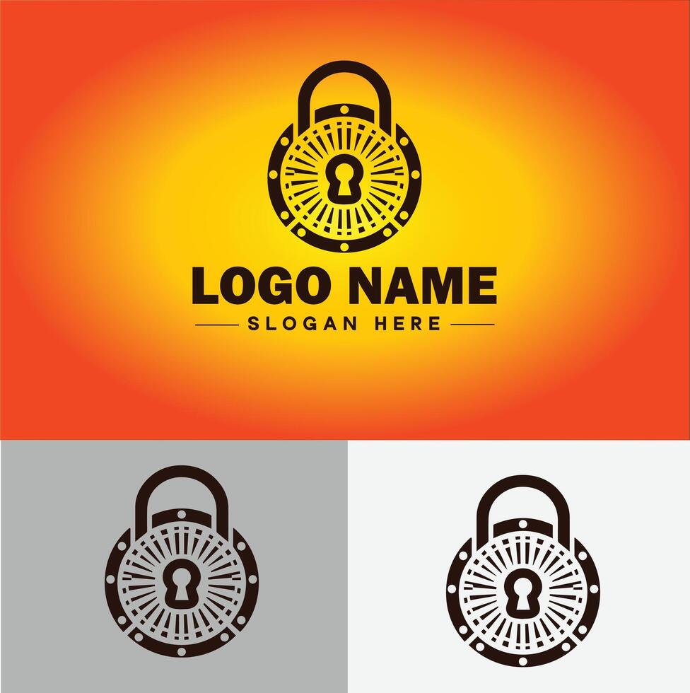 Lock icon logo safety security protection vector for business brand icon lock logo template