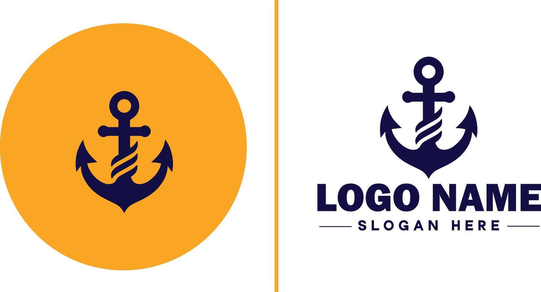 Anchor logo icon vector for Ship Yacht Luxury marine anchor icon logo template