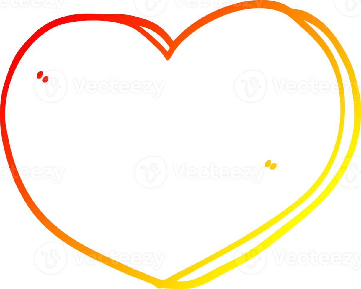 warm gradient line drawing of a cartoon love heart png
