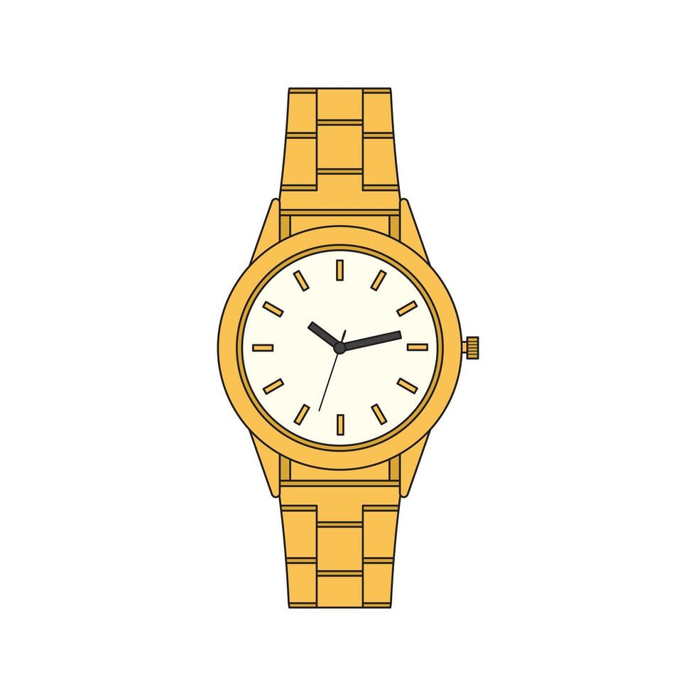 Kids drawing Cartoon Vector illustration mens watch icon Isolated on White Background