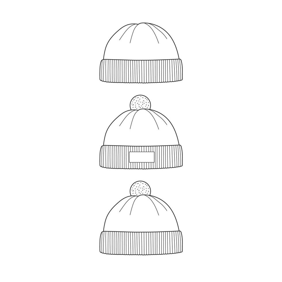 mano dibujado niños dibujo dibujos animados vector ilustración diferente tipo de gorros aislado en blanco antecedentes