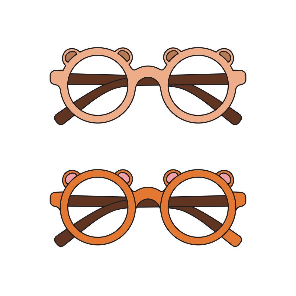 Kids drawing Cartoon Vector illustration cute glasses icon Isolated on White Background
