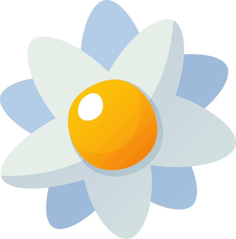 Beautiful vector icon of a flower with petals in blue and blue colors. Front view, top view. Illustration of an isolated flower on a colorless background for spring, summer design