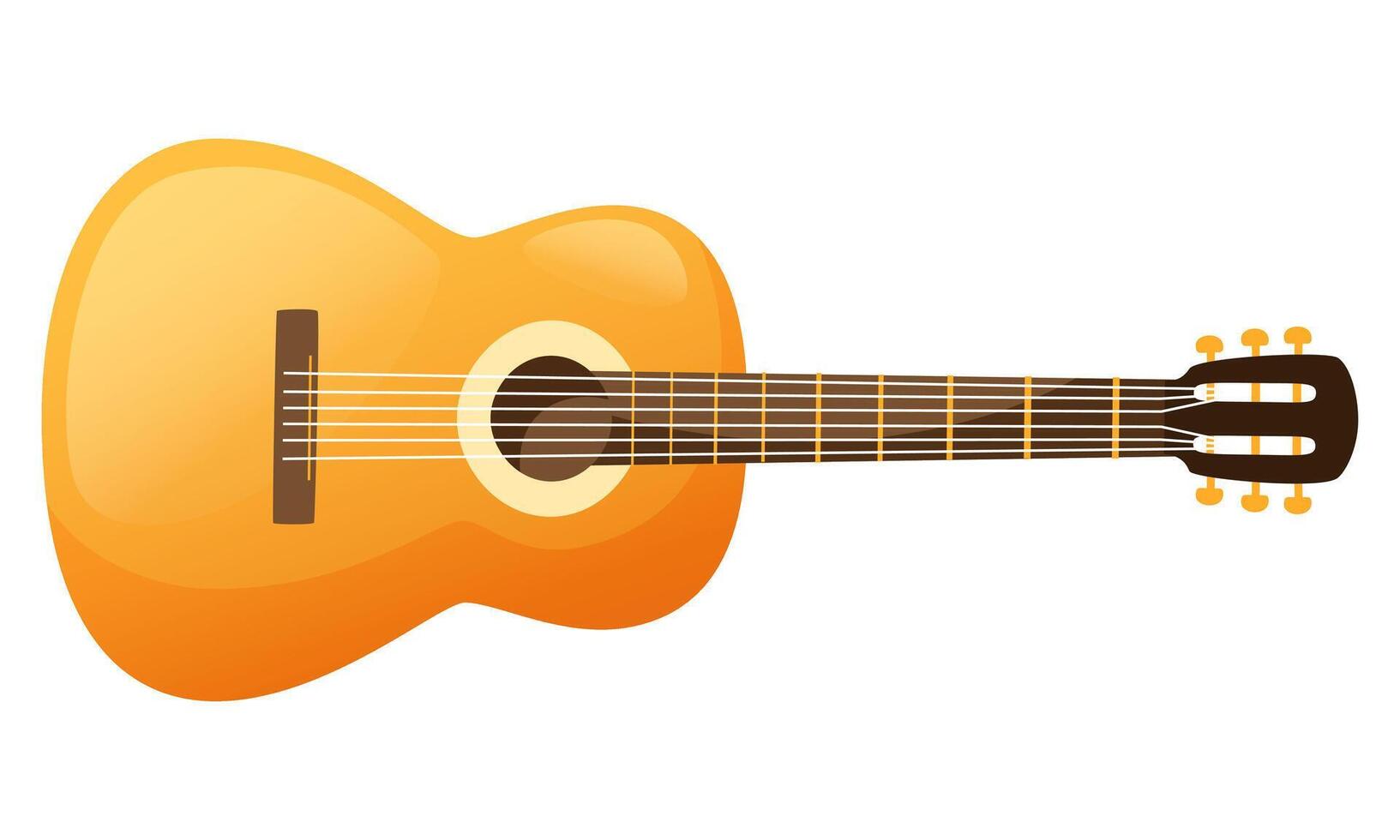 clásico acústico guitarra. vector ilustración de un de madera guitarra en un blanco antecedentes. cuerda instrumento, rock equipo. acortar Arte para impresión diseño de música historias, música escuelas.