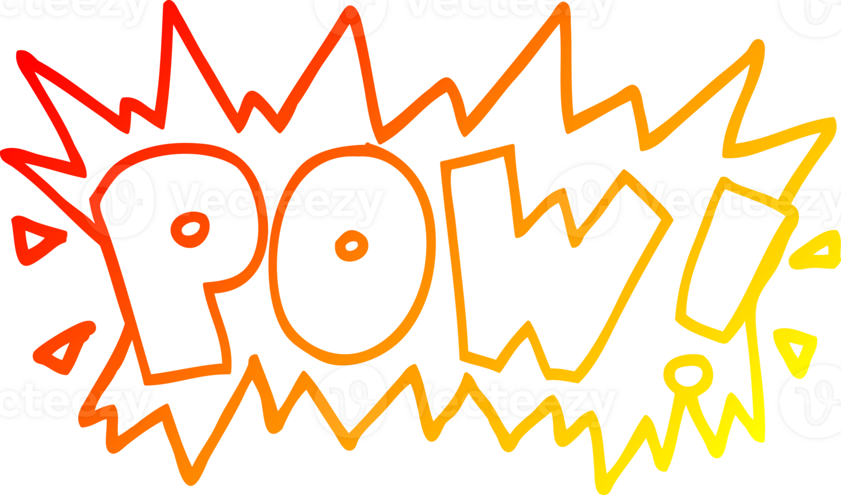 warm gradient line drawing of a cartoon word pow png