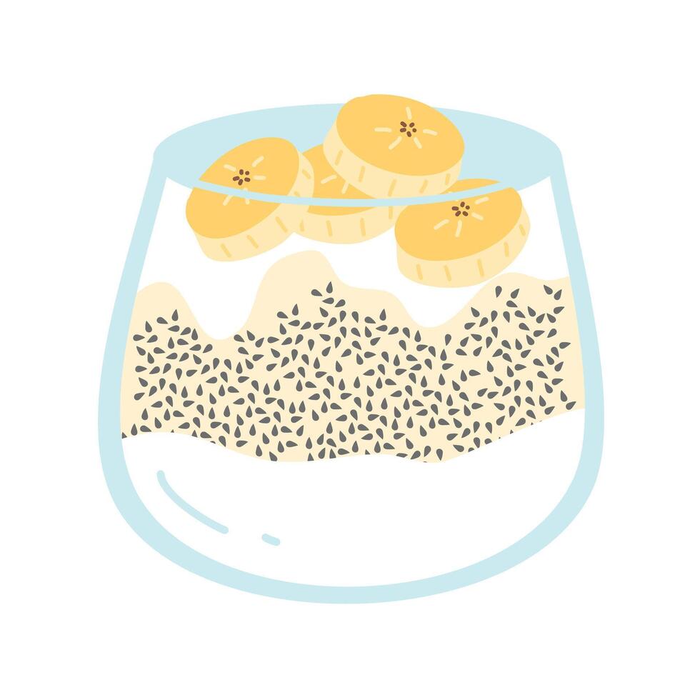 Chia pudding with banana illustration vector