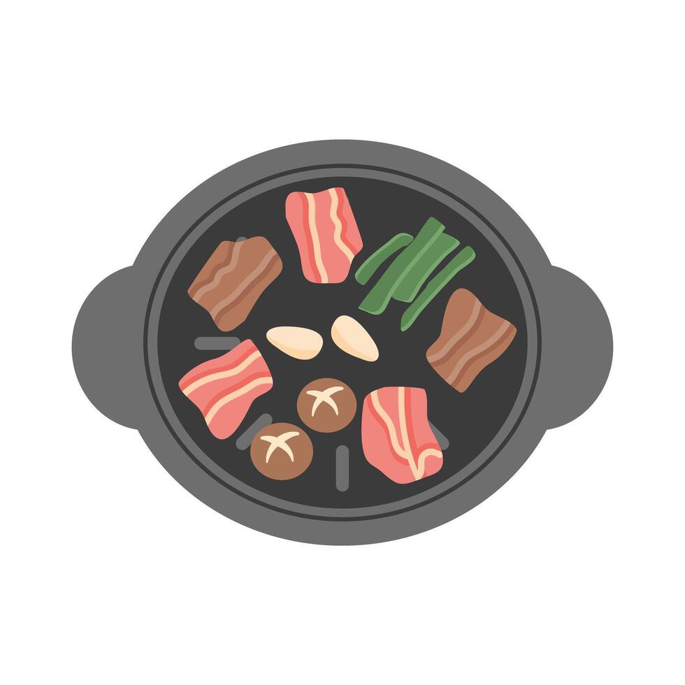 Grilled Meat and Vegetables illustration vector