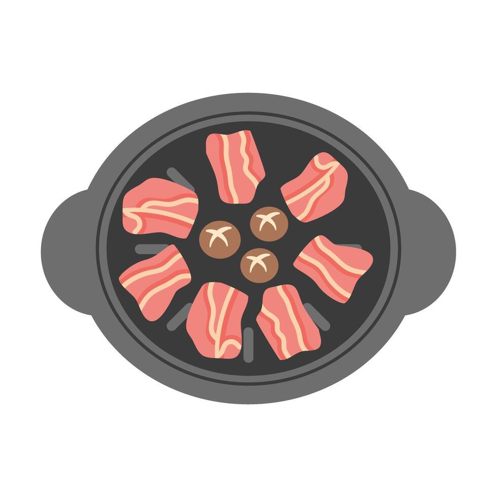 meat grilling on barbecue illustration vector