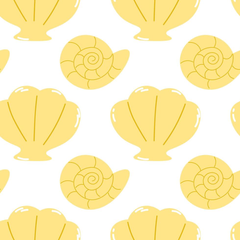 Seamless background of seashells. trendy pattern for wrapping paper, wallpaper. Vector flat illustration
