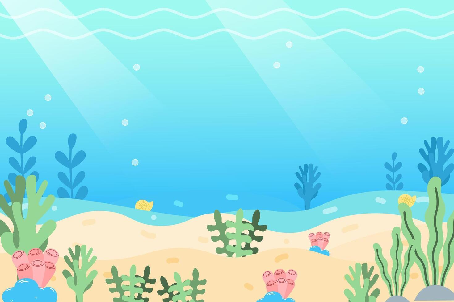 Cute Underwater world. vector background. World Oceans Day