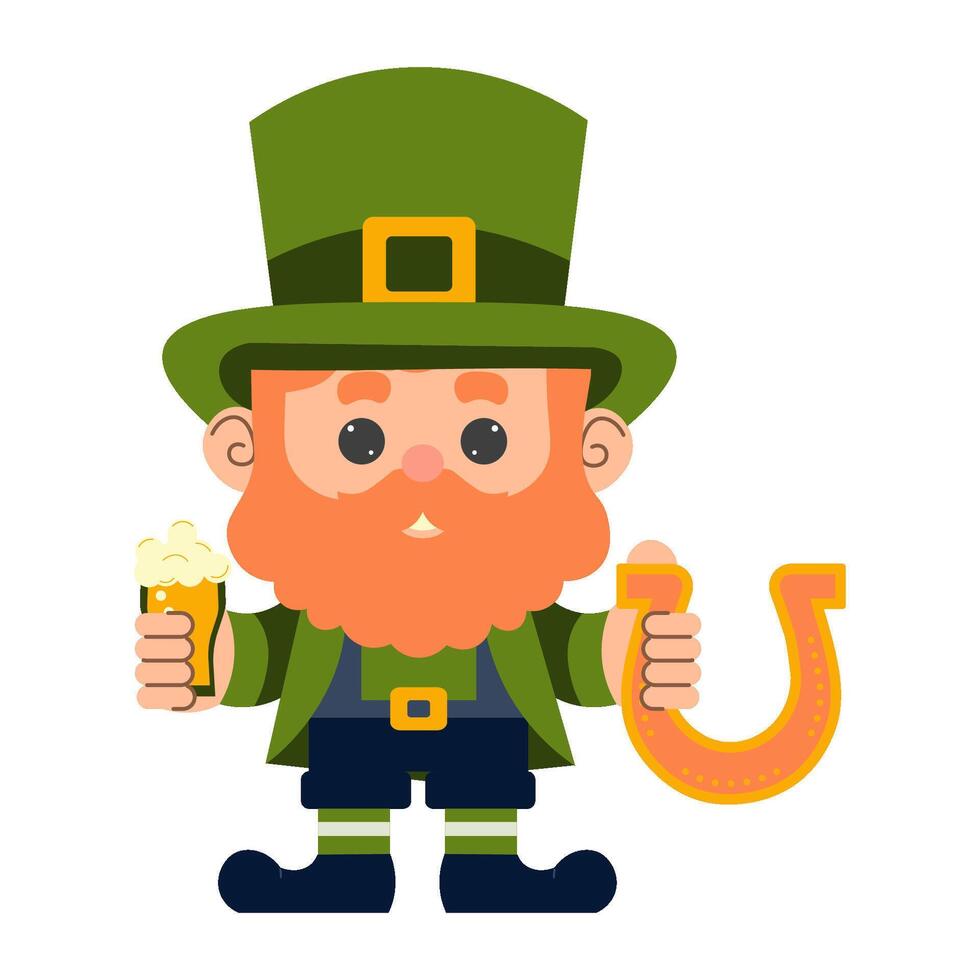 happy Irish Leprechaun on an isolated background. Vector illustration. St. Patrick's Day.