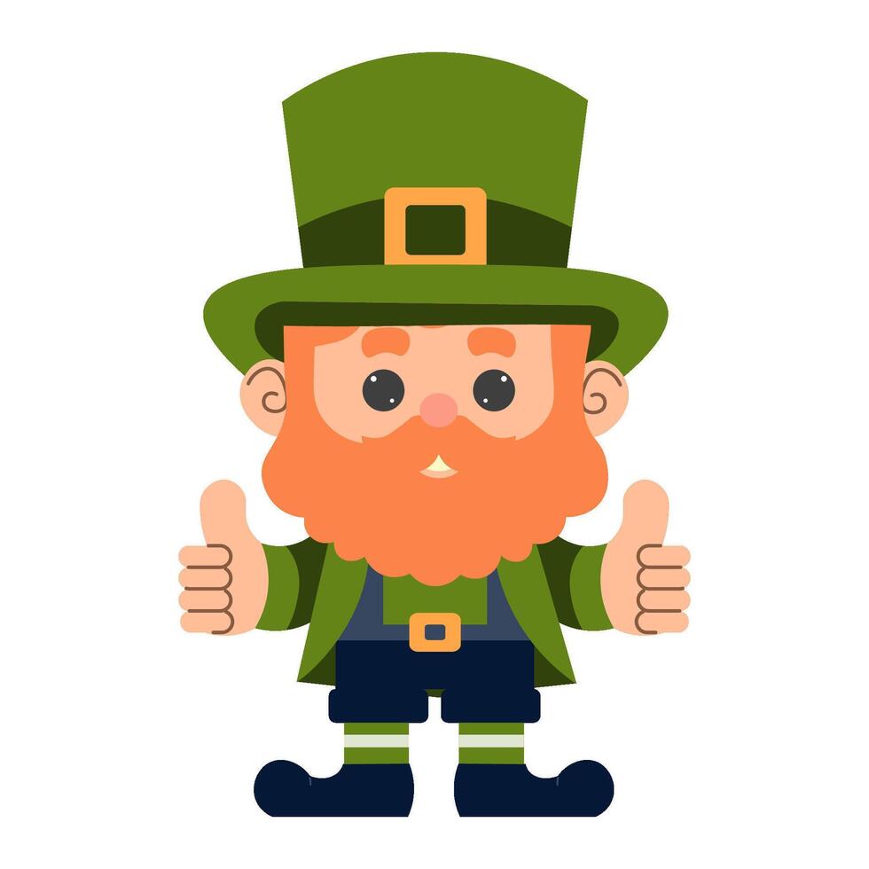 St. Patrick's Day. Cute cartoon leprechaun on isolated background. Vector