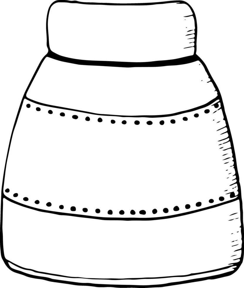 Ceramic vase vector illustration in simple minimalist style, Black and white line drawing