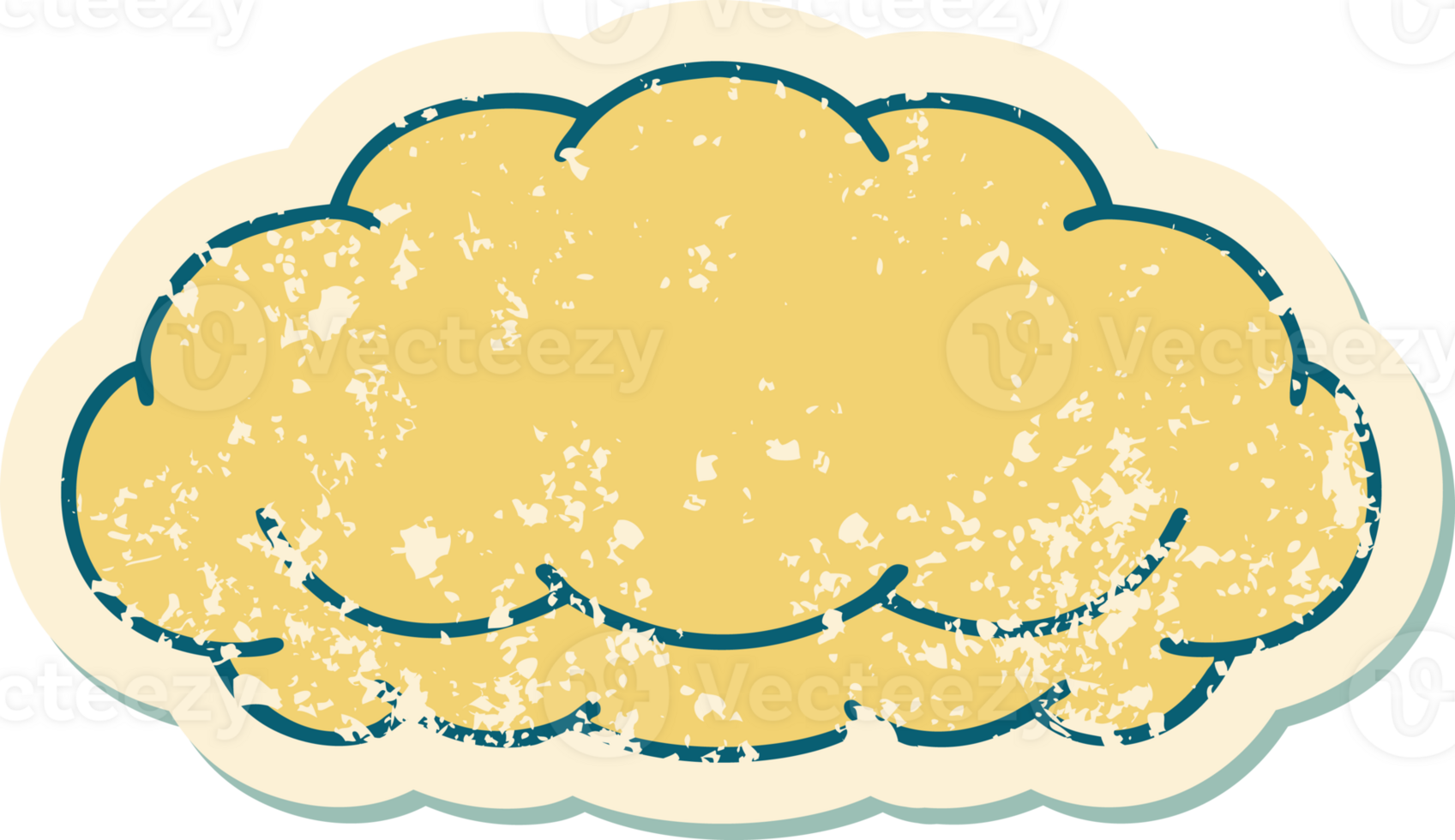 iconic distressed sticker tattoo style image of a grey cloud png