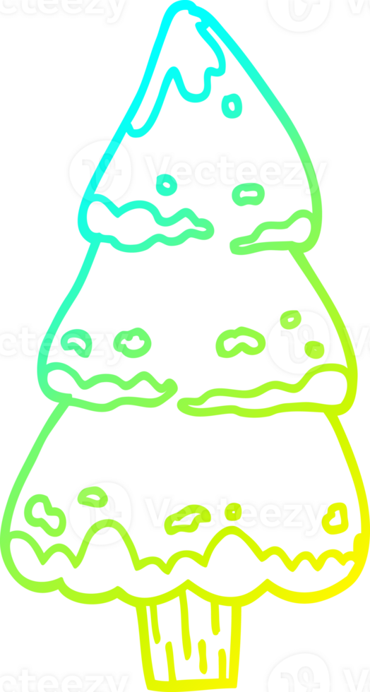 cold gradient line drawing of a cartoon pine trees png