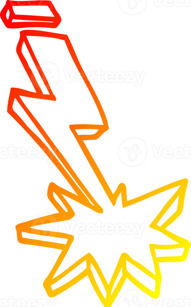 warm gradient line drawing of a cartoon thunder bolt png