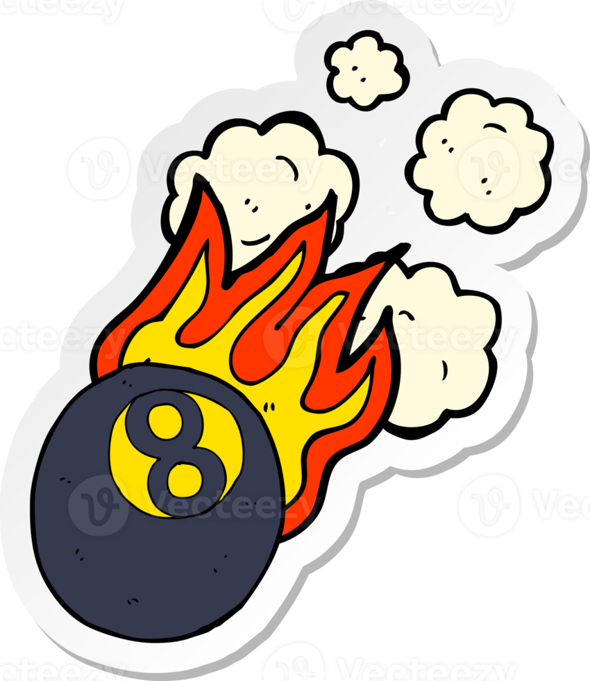 sticker of a cartoon flaming pool ball png