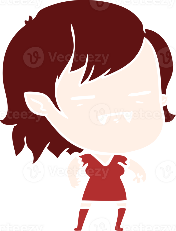 fille de vampire mort-vivant de dessin animé de couleur plate png